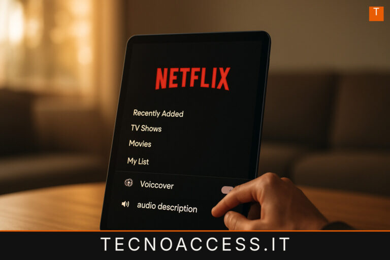 Illustrazione editoriale a tema: Netflix con Voiceover E come attivare l’audiodescrizione