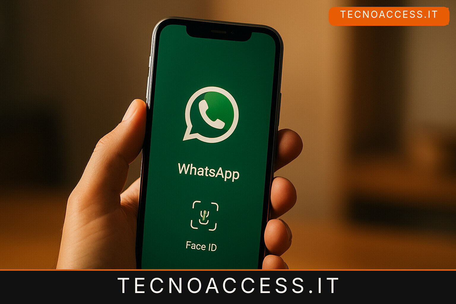 Illustrazione editoriale a tema: Whatsapp si aggiorna e introduce lo sblocco con Touch ID e Face ID