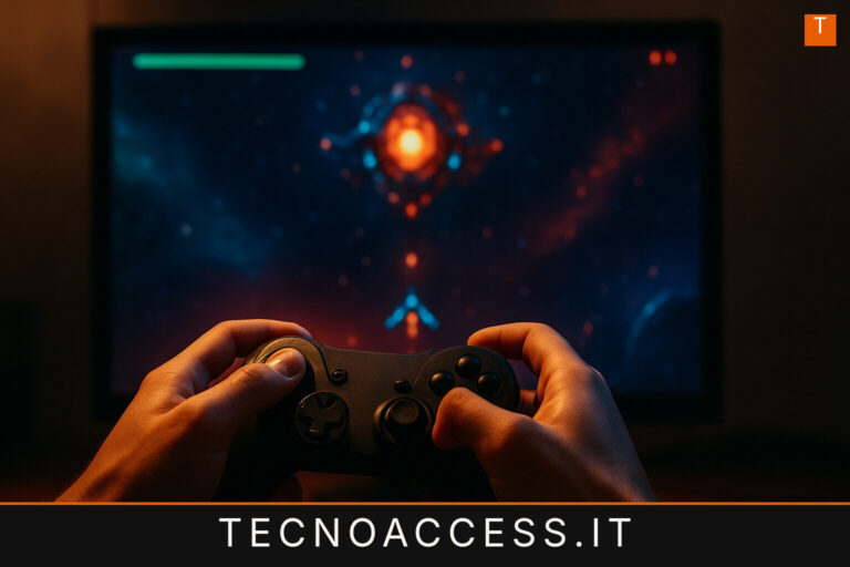 Illustrazione editoriale a tema: Space Encounter, un audiogioco sparatutto arcade