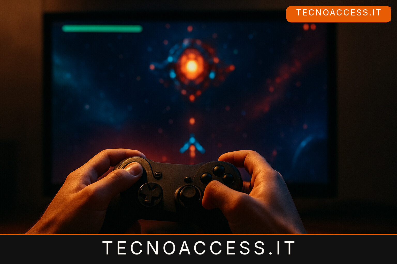 Illustrazione editoriale a tema: Space Encounter, un audiogioco sparatutto arcade