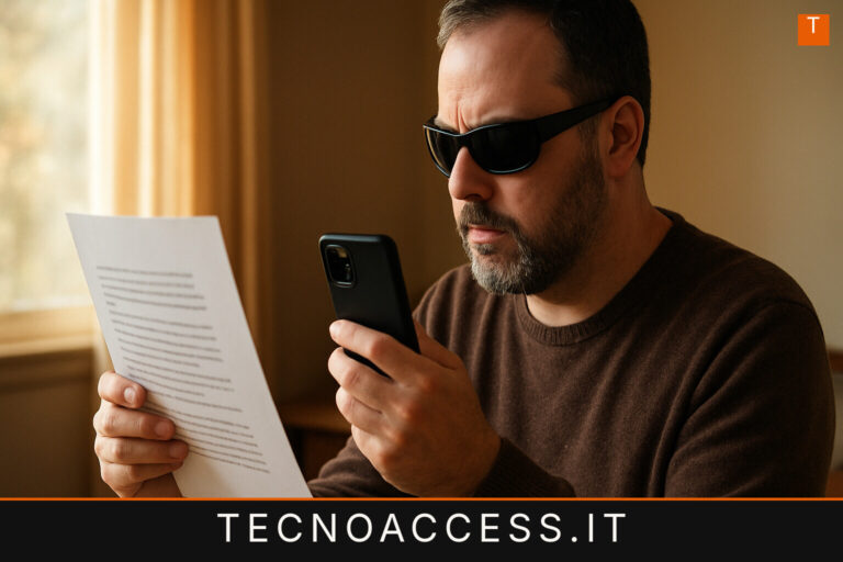 Illustrazione editoriale a tema: Come scansionare un documento con iPhone e inviarlo tramite WhatsApp utilizzando VoiceOver
