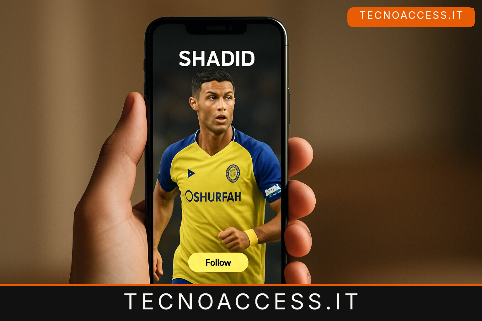 Illustrazione editoriale a tema: L’accessibilità di Shahid, l’unica app per seguire Cristiano Ronaldo nella sua esperienza all’Al-Nasr