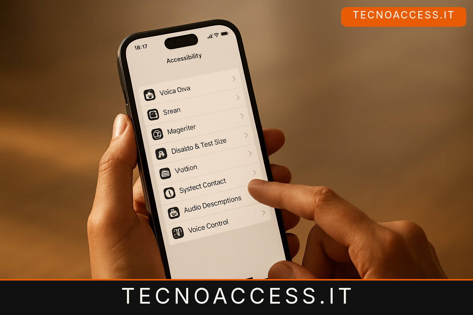 Illustrazione editoriale a tema: Nuovissime funzioni di accessibilità su iOS 17 e iPad os