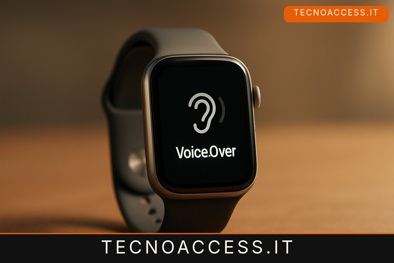 Illustrazione editoriale a tema: Apple Watch S12, anno conservativo: cosa cambia con VoiceOver