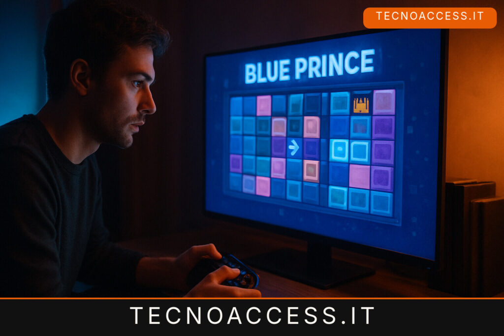 Illustrazione editoriale a tema: Blue Prince, l’update accessibilità arriva dopo un anno