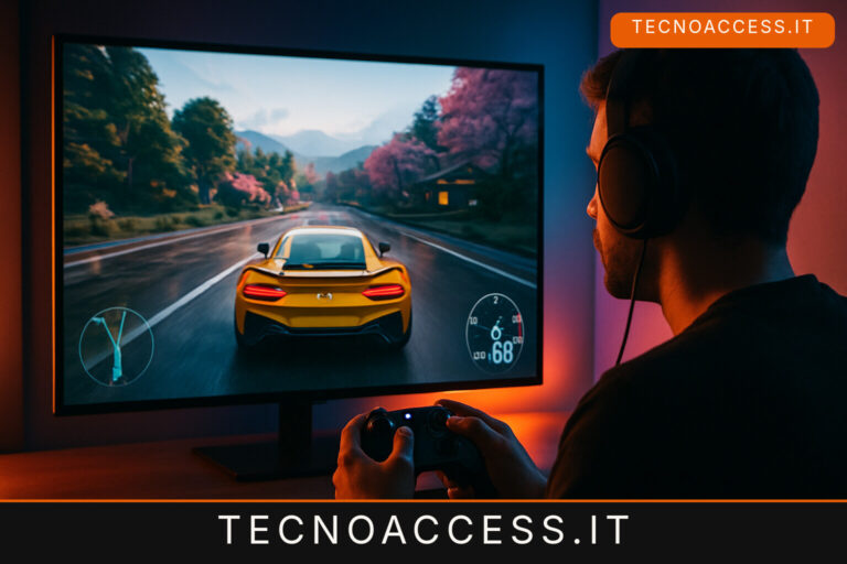 Illustrazione editoriale a tema: Forza Horizon 6 in gold, AutoDrive aiuta i giocatori ipovedenti