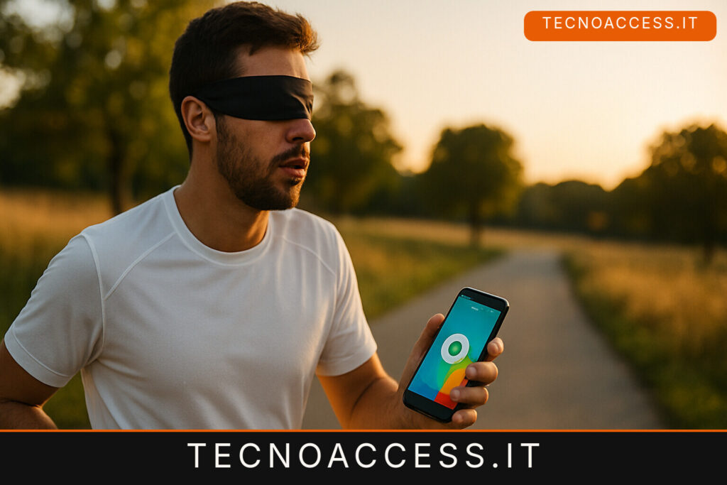 Illustrazione editoriale a tema: Google Running Guide, l’AI che fa correre chi non vede senza guida