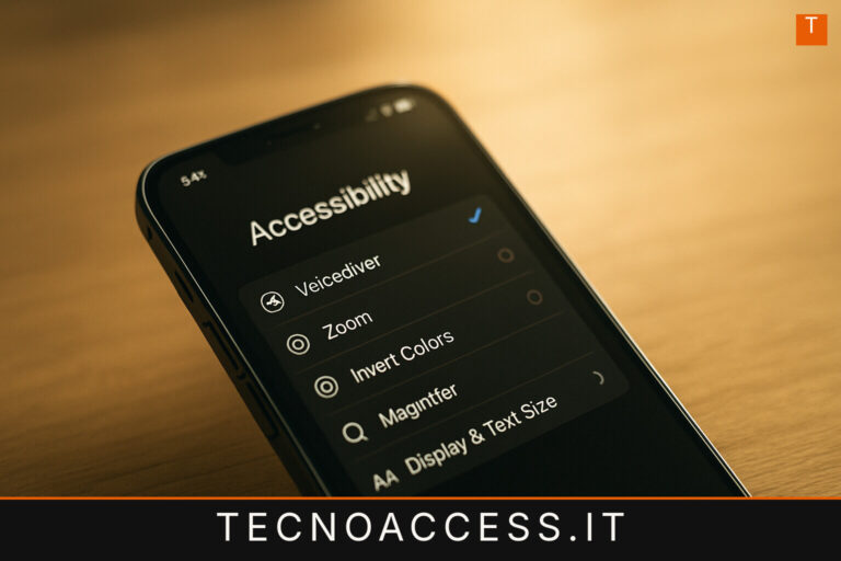 Illustrazione editoriale a tema: Liquid Glass abbassa il voto di Apple sull’accessibilità
