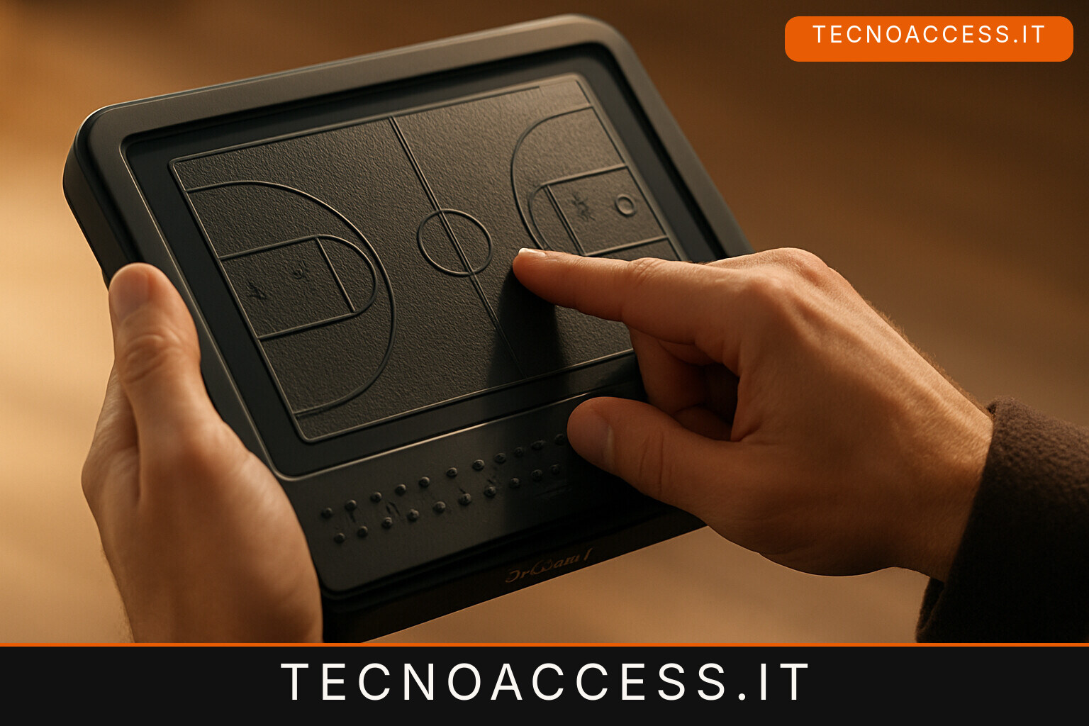 Illustrazione editoriale a tema: OneCourt, il tablet che fa “sentire” lo sport a chi non vede