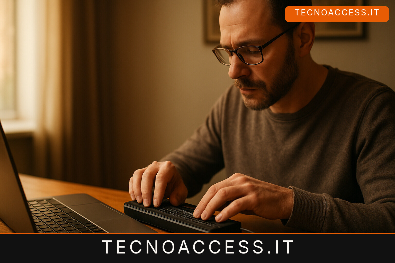 Illustrazione editoriale a tema: Windows 11, Narrator legge i display braille senza driver