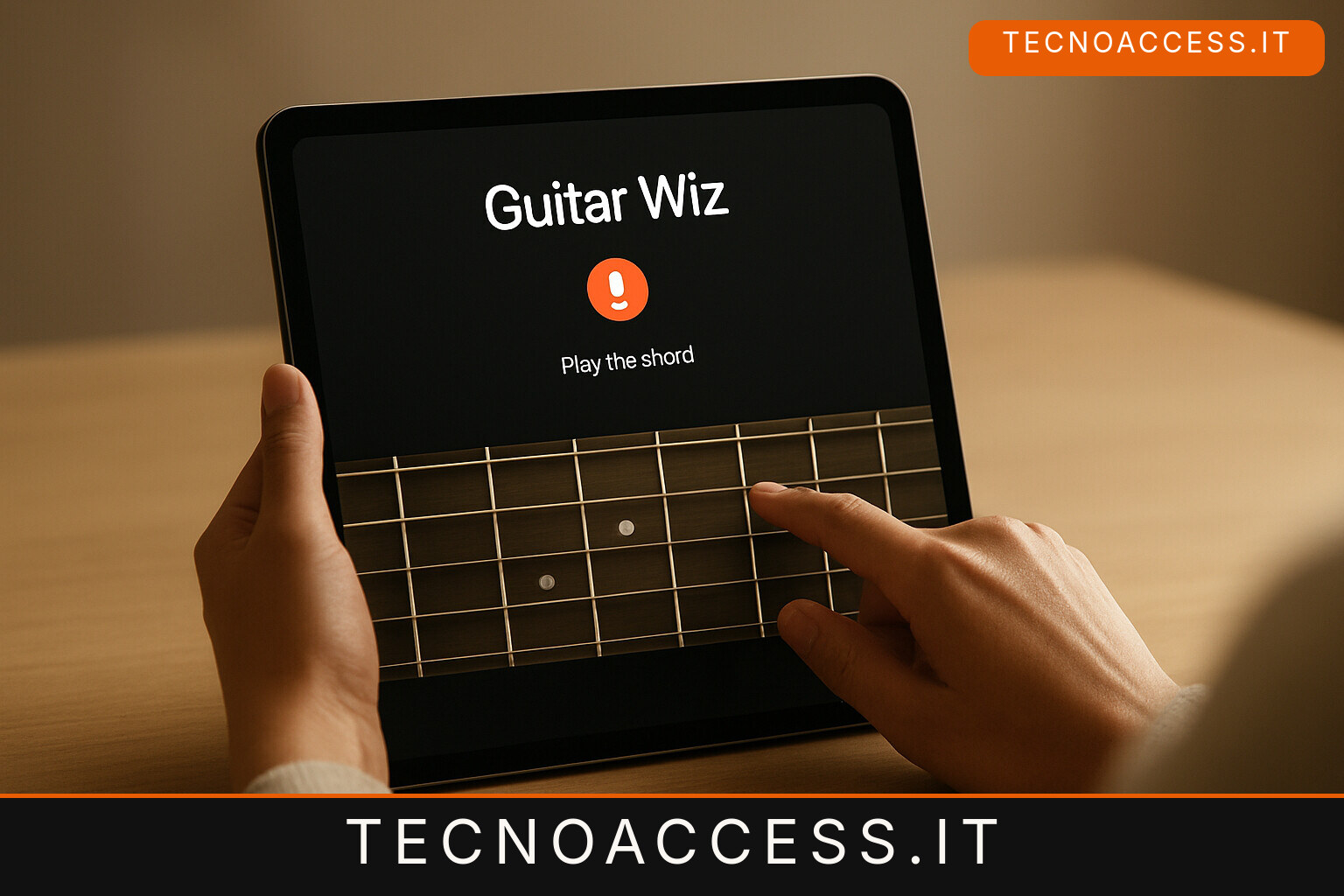 Illustrazione editoriale a tema: Apple Design Awards 2026, Inclusivity premia Guitar Wiz e Pine Hearts