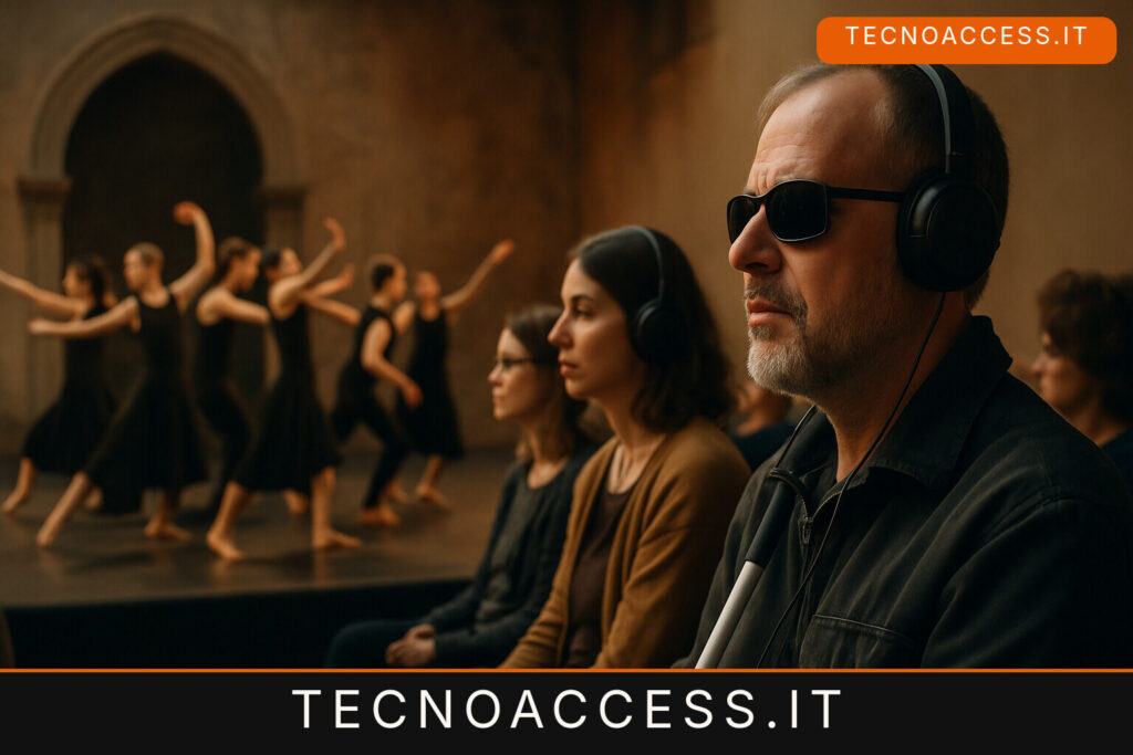 Illustrazione editoriale a tema: Al Mittelfest la danza «Otto archi_otto corpi» con audiodescrizione per chi non vede