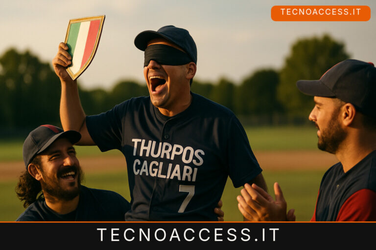 Illustrazione editoriale a tema: Baseball per ciechi, il primo scudetto sardo è dei Thurpos Cagliari