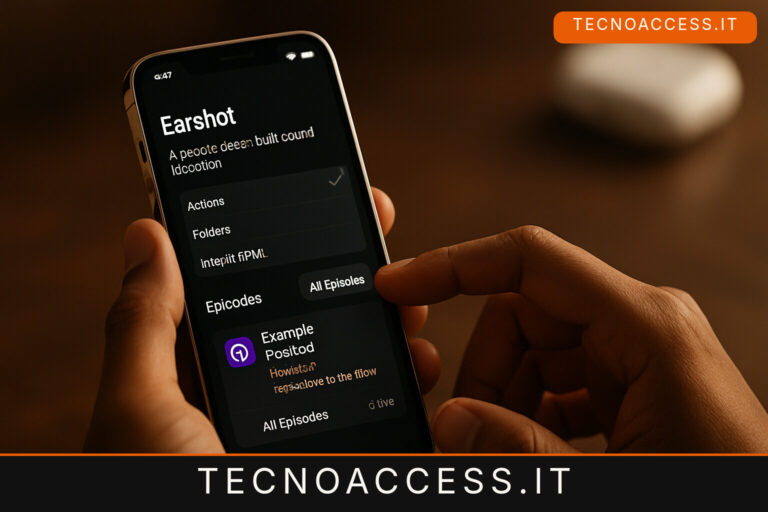 Illustrazione editoriale a tema: Earshot, il lettore di podcast per iPhone costruito attorno a VoiceOver