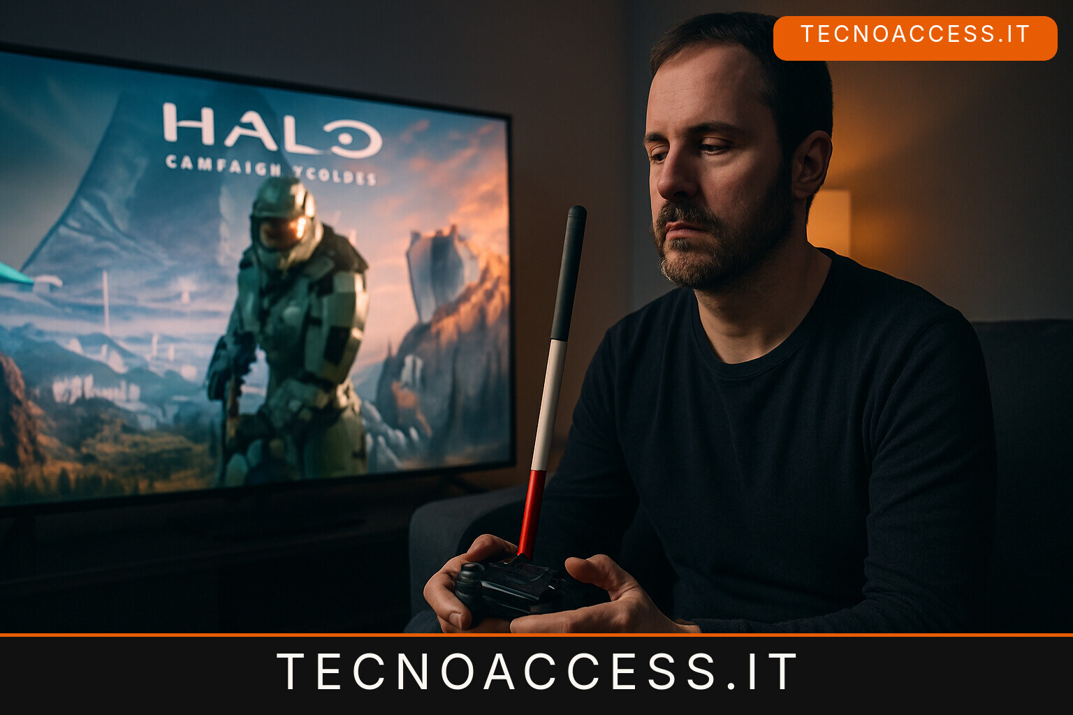 Illustrazione editoriale a tema: Halo: Campaign Evolved, screen reader nei menu ma i ciechi restano fuori dalla campagna