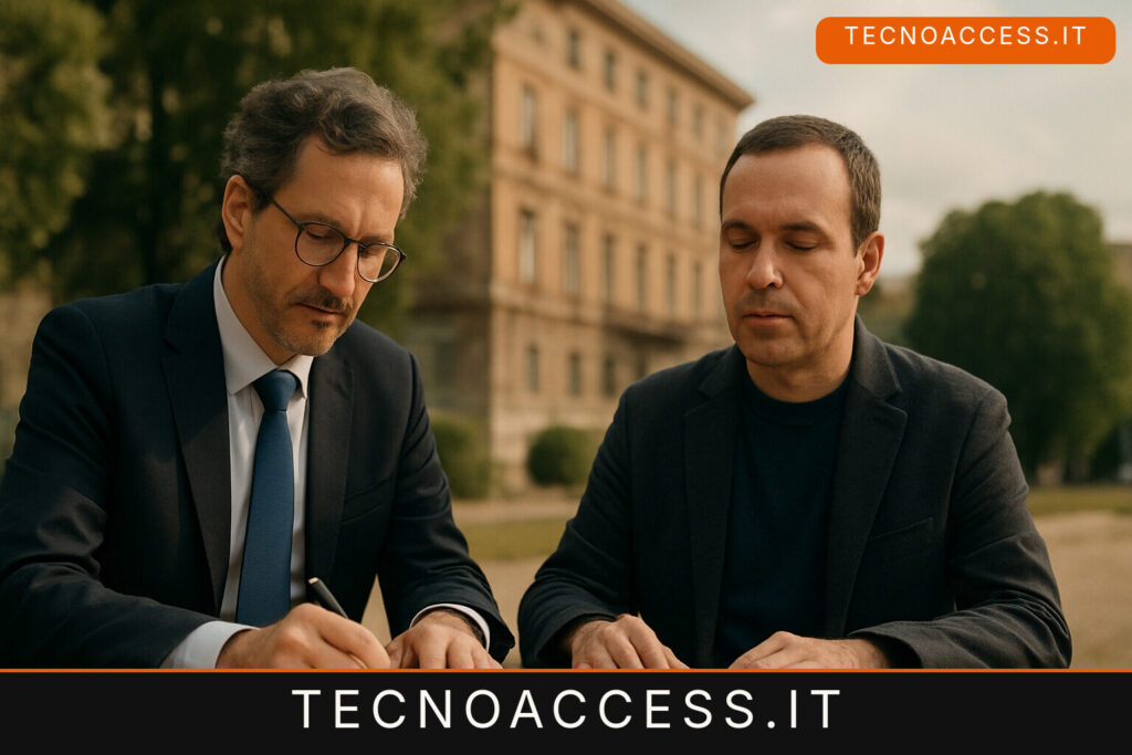 Illustrazione editoriale a tema: Protocollo Comune di Napoli e UICI: accessibilità nei bandi, attenzione alle barriere senso-percettive