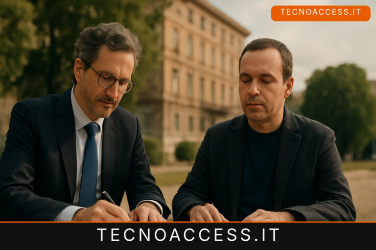 Illustrazione editoriale a tema: Protocollo Comune di Napoli e UICI: accessibilità nei bandi, attenzione alle barriere senso-percettive