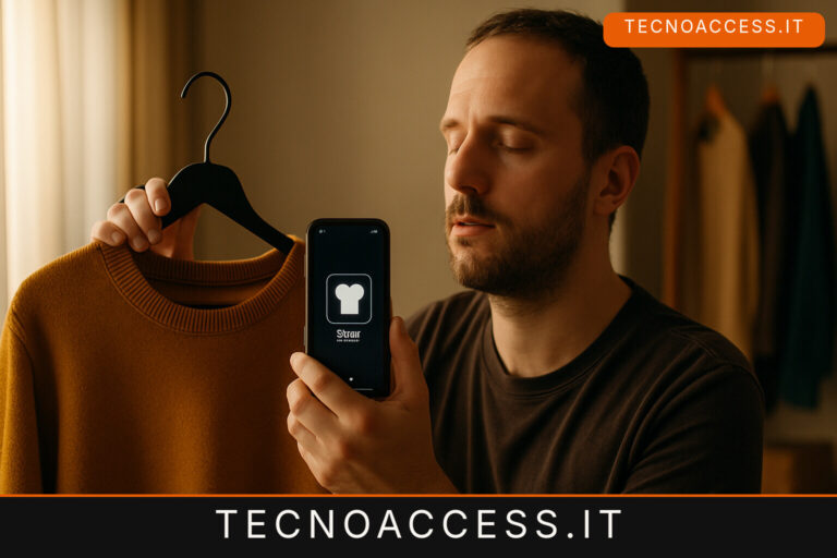 Illustrazione editoriale a tema: TagFit, l’app disegnata da uno sviluppatore cieco per riconoscere oggetti e vestiti