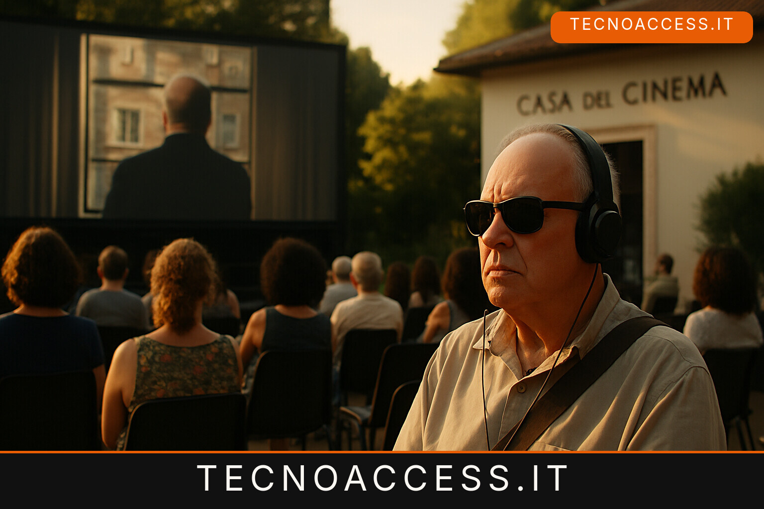 Illustrazione editoriale a tema: A Roma «La finestra sul cortile» con audiodescrizione: Hitchcock alla Casa del Cinema anche per chi non vede