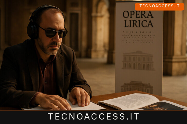 Illustrazione editoriale a tema: A Trapani l’opera lirica si tocca e si ascolta: braille e percorsi tattili all’Ente Luglio Musicale