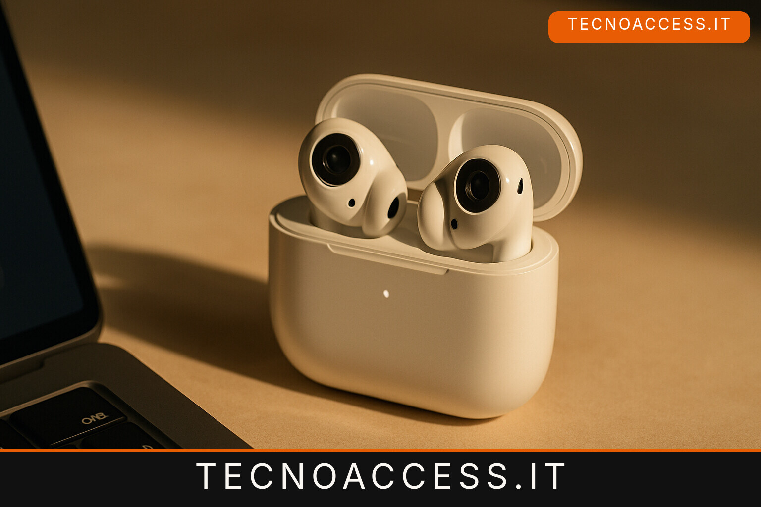 Illustrazione editoriale a tema: Apple si è lasciata scappare gli AirPods con due fotocamere, e proprio quel modello è stato cancellato