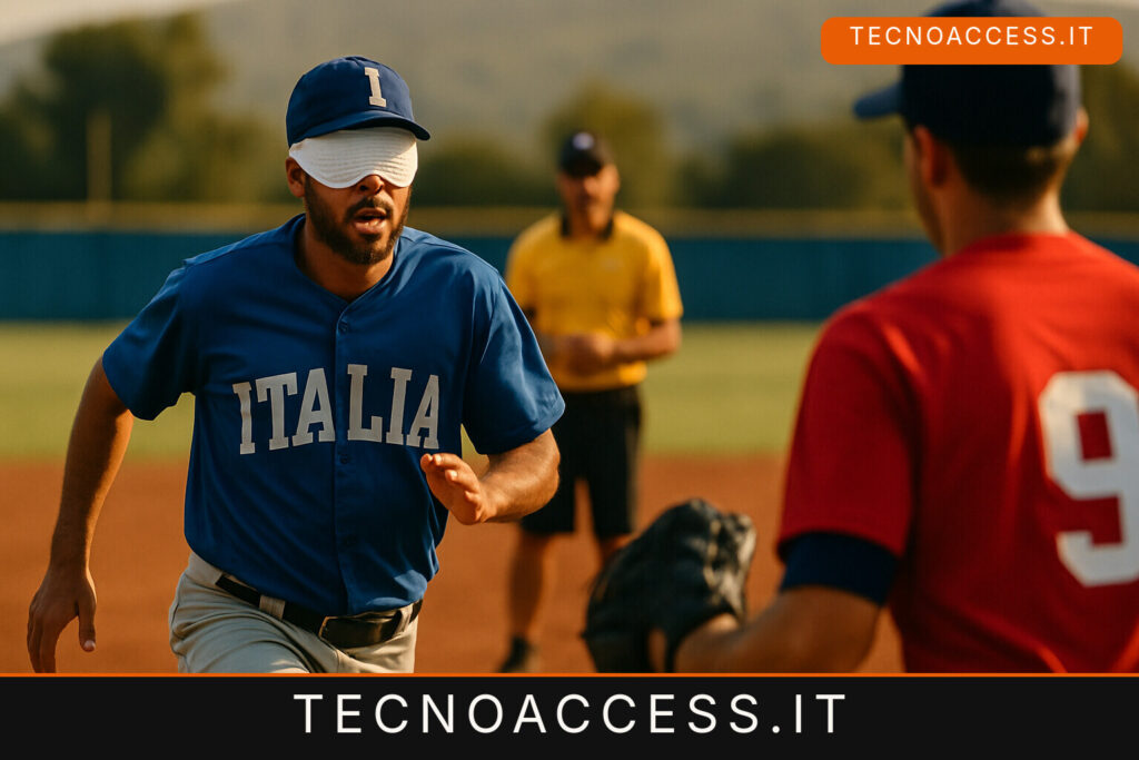 Illustrazione editoriale a tema: Baseball per ciechi, l’Italia ospita la Coppa Internazionale a Castiglione della Pescaia