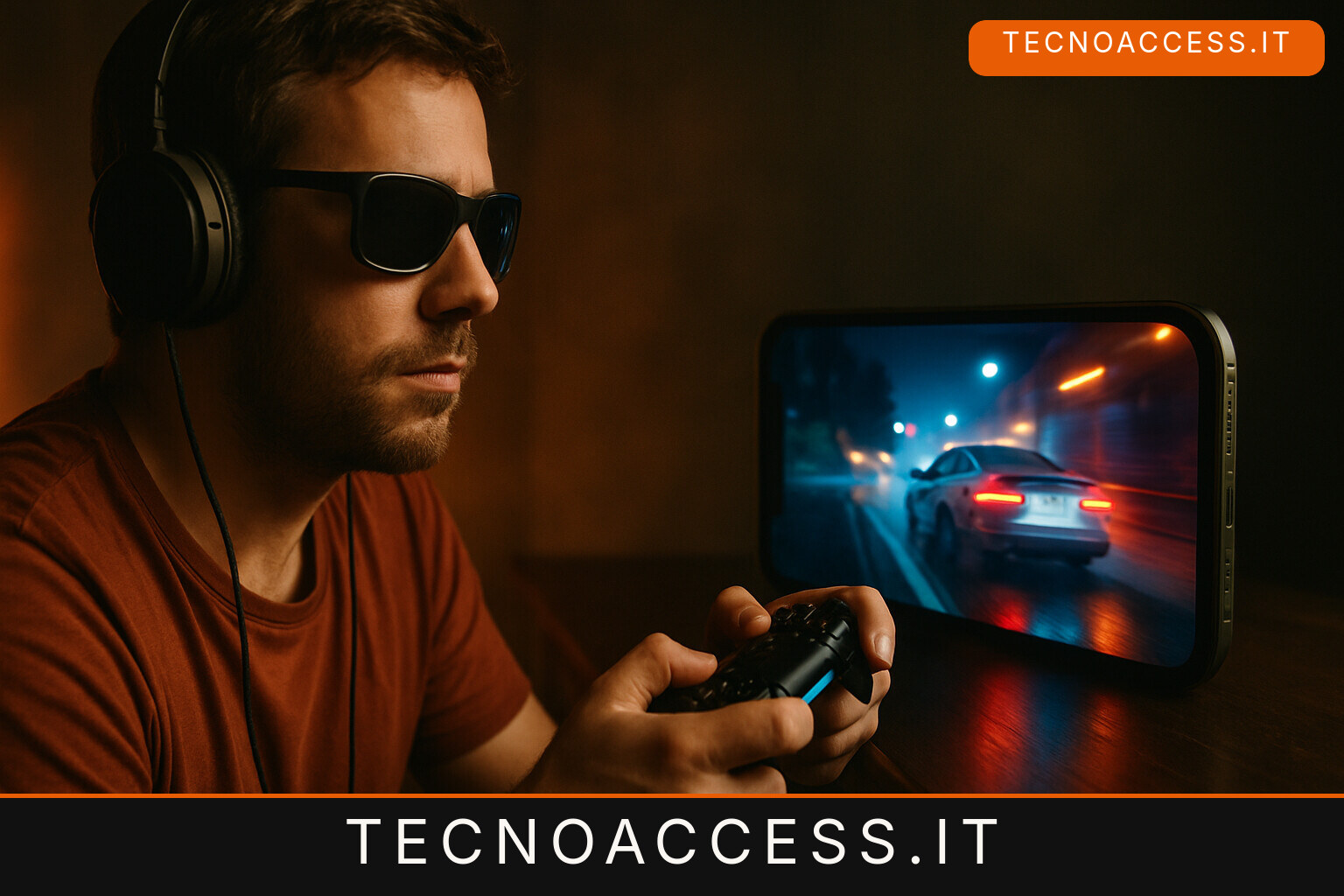 Illustrazione editoriale a tema: Blind Racer, le corse in audio 3D per iPhone pensate prima per chi non vede