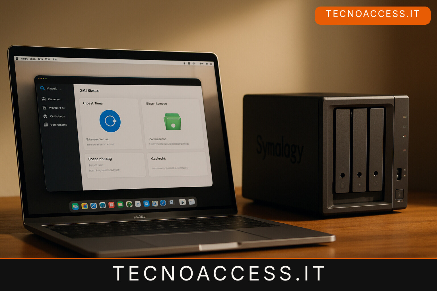 Illustrazione editoriale a tema: DSM Access rende accessibile il NAS Synology su Mac, e ad agosto aggiunge backup e container