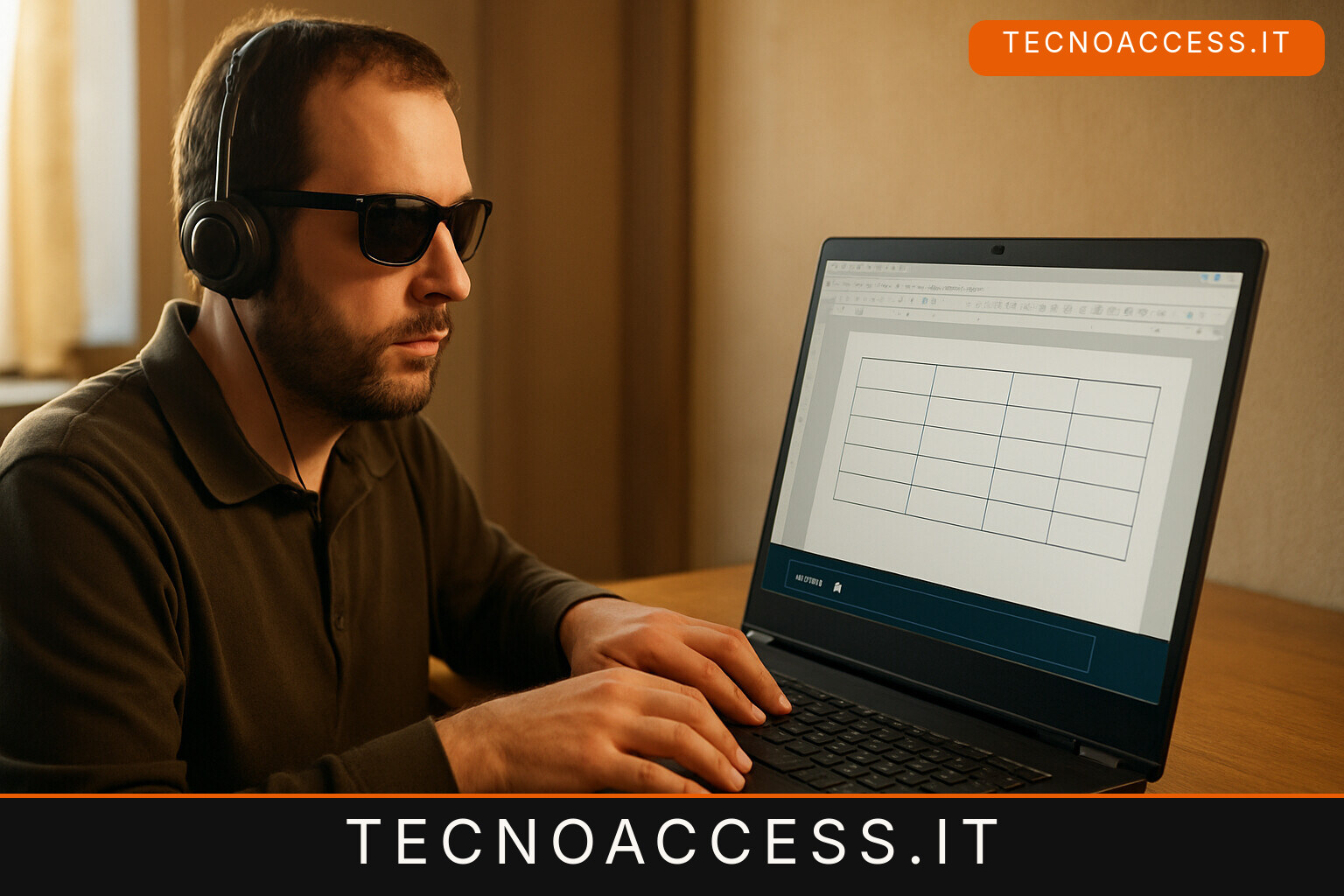 Illustrazione editoriale a tema: Le tabelle di LibreOffice Writer si attraversano cella per cella con NVDA: l’add-on sperimentale che riapre una segnalazione del 2014