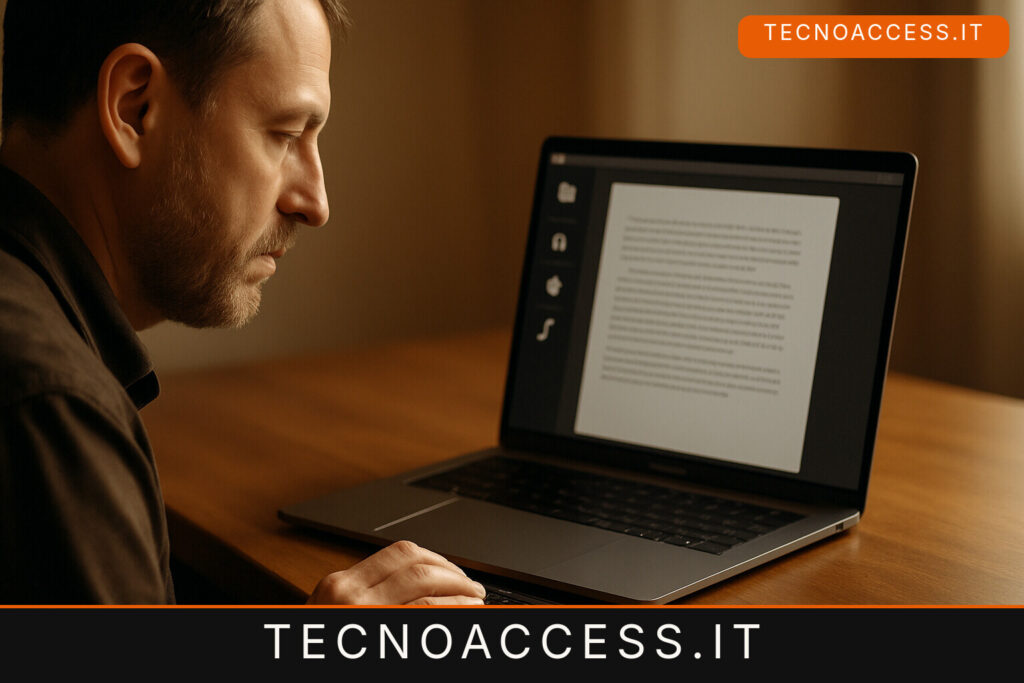 Illustrazione editoriale a tema: Lunaver, l’app Mac che scrive libri e li esporta in braille e audio: la firma un autore che sta perdendo la vista