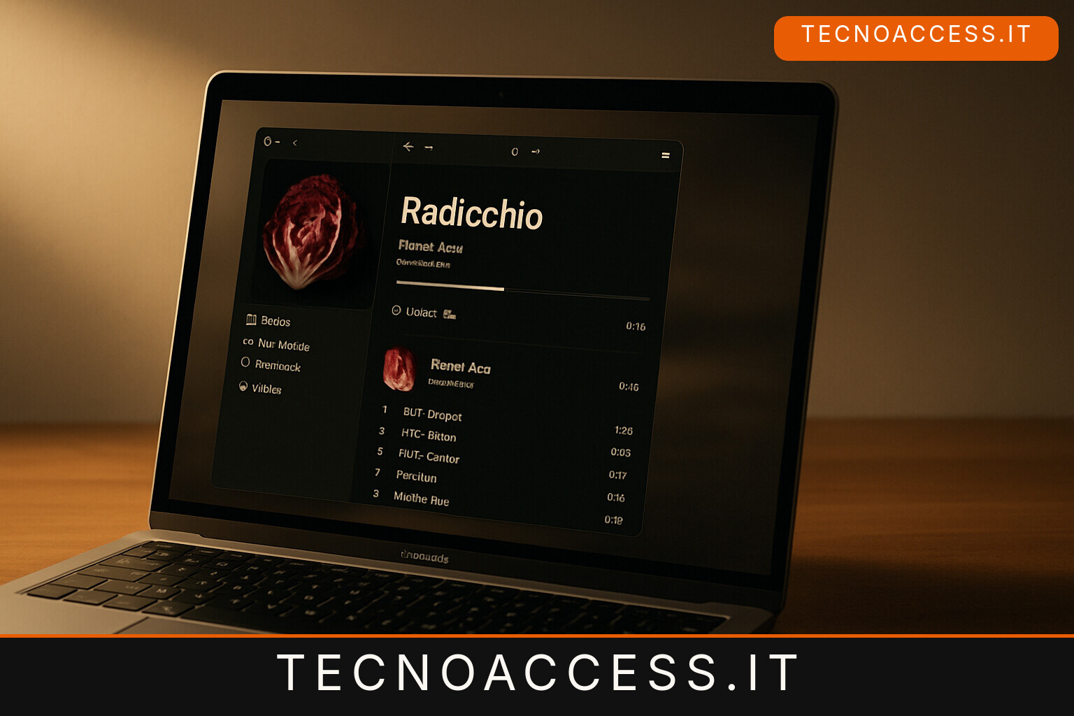 Illustrazione editoriale a tema: Radiccio, il lettore musicale per Mac che AppleVis segnala accessibile a VoiceOver
