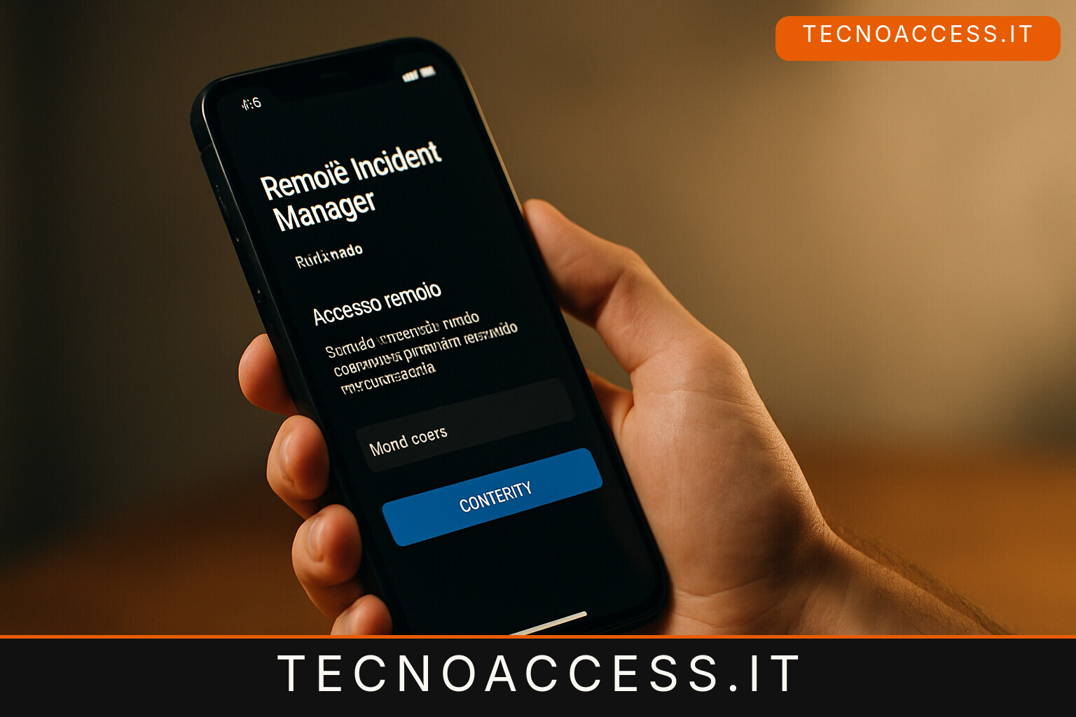 Illustrazione editoriale a tema: Remote Incident Manager arriva su iPhone, l’accesso remoto pensato per chi non vede cerca beta tester