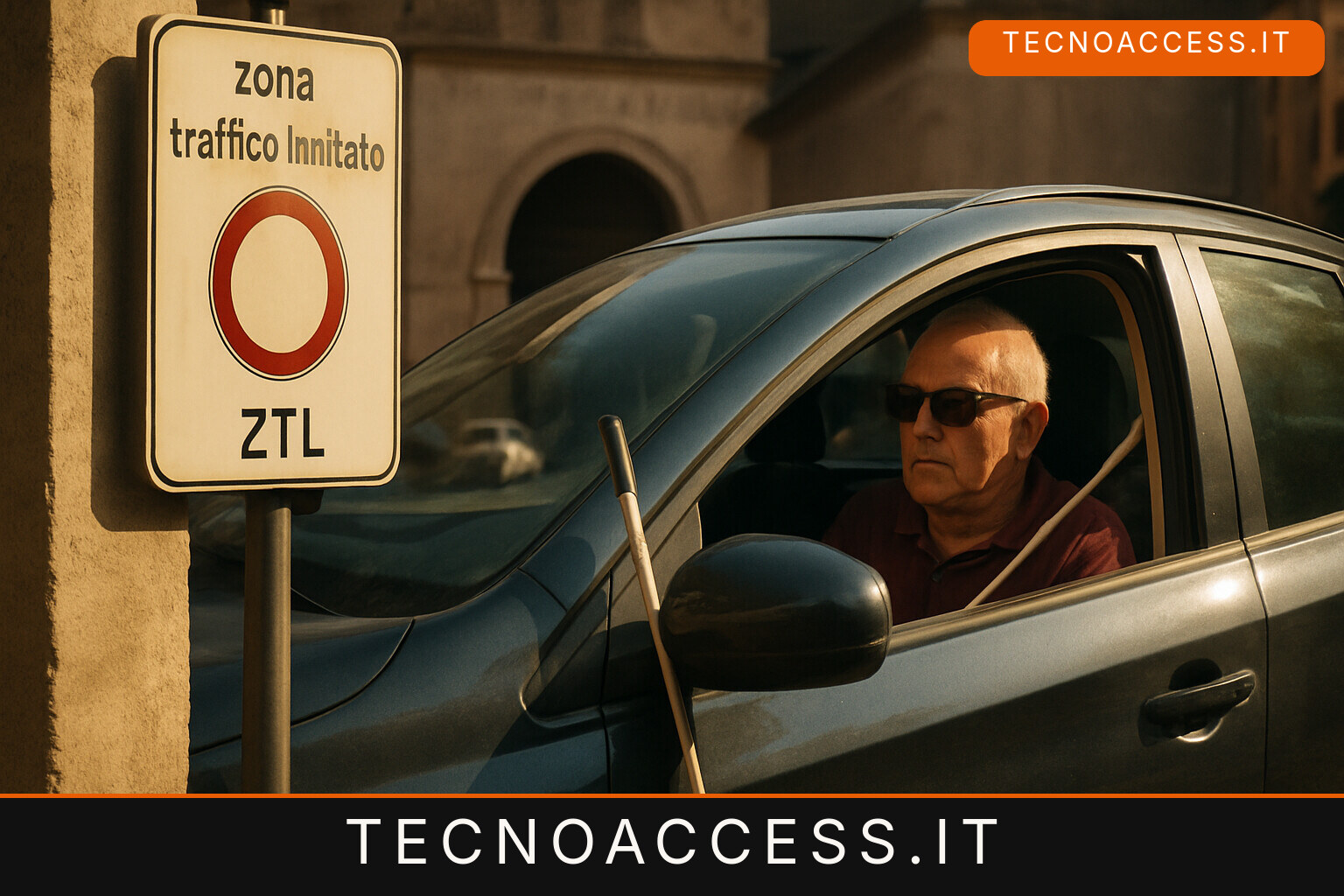 Illustrazione editoriale a tema: Roma, la ZTL riconosce una sola targa per contrassegno: l’UICI segnala che il cambio si fa solo con lo SPID del titolare