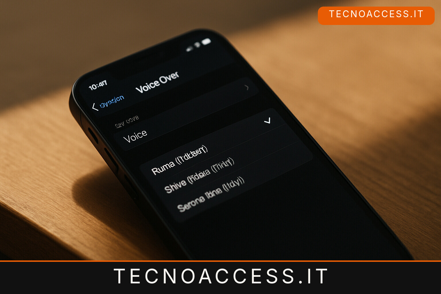 Illustrazione editoriale a tema: Runa TTS porta le voci ReadSpeaker dentro VoiceOver: la prima beta pubblica è su TestFlight