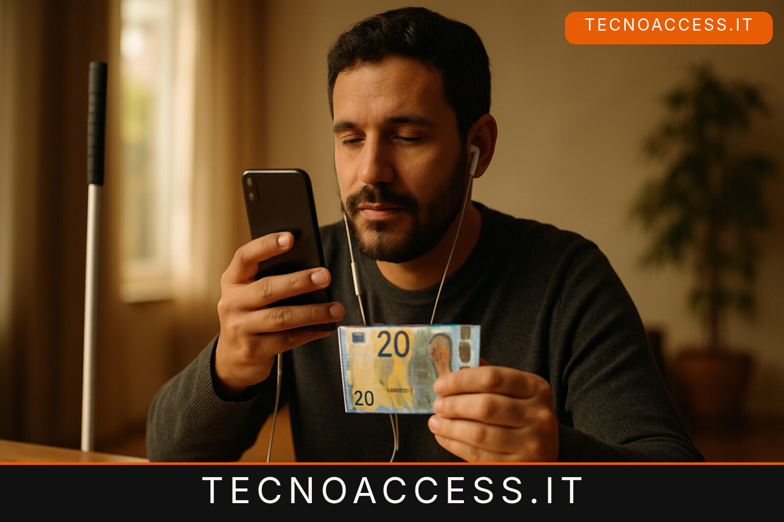 Illustrazione editoriale a tema: Visionauta, l’assistente visivo gratis di un ingegnere cieco: legge testi offline e riconosce anche l’euro