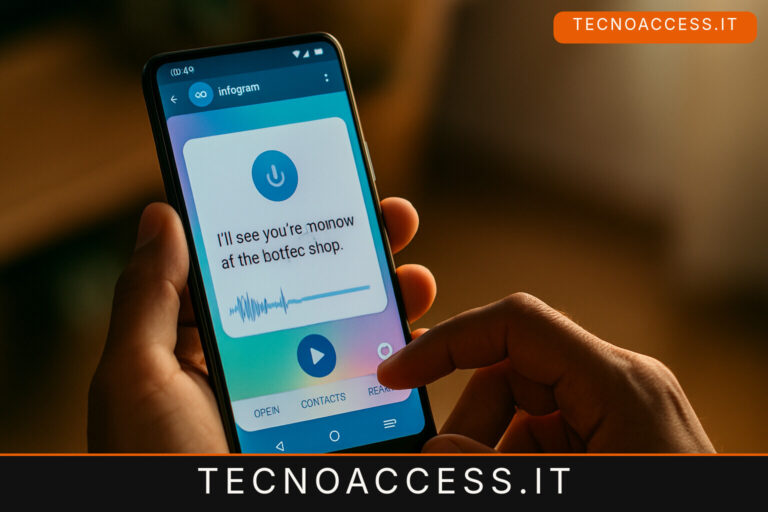Illustrazione editoriale a tema: BlindGram, il client Telegram per Android che trascrive i messaggi vocali senza Premium
