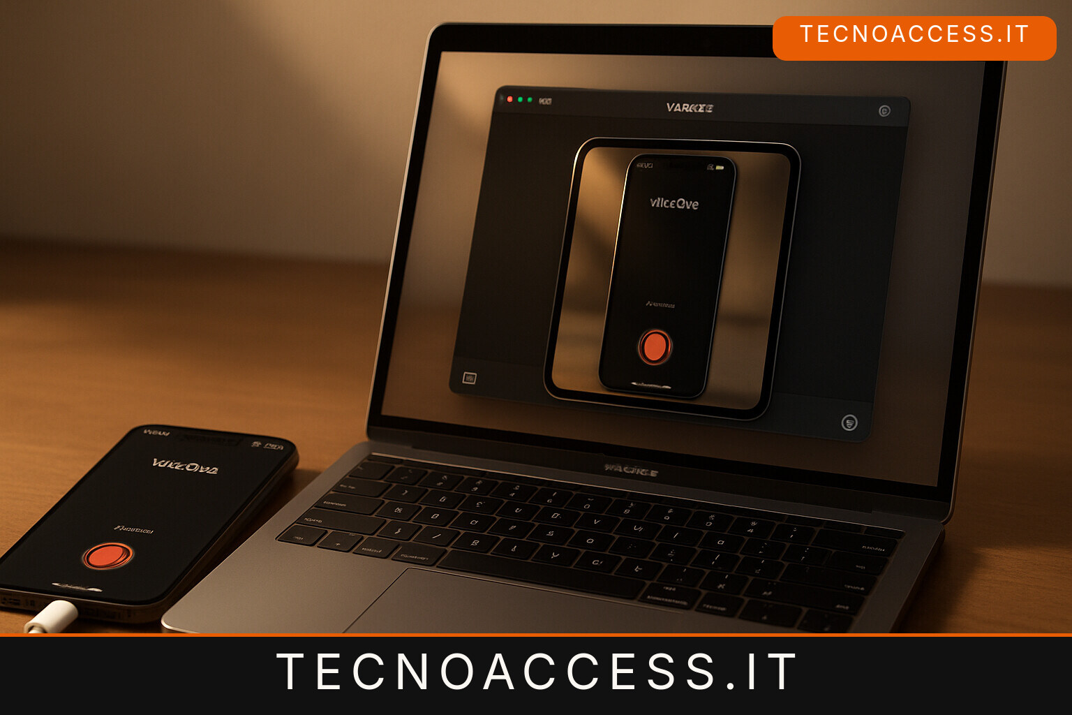 Illustrazione editoriale a tema: FrameMate 1.1 registra l’iPhone con VoiceOver sul Mac