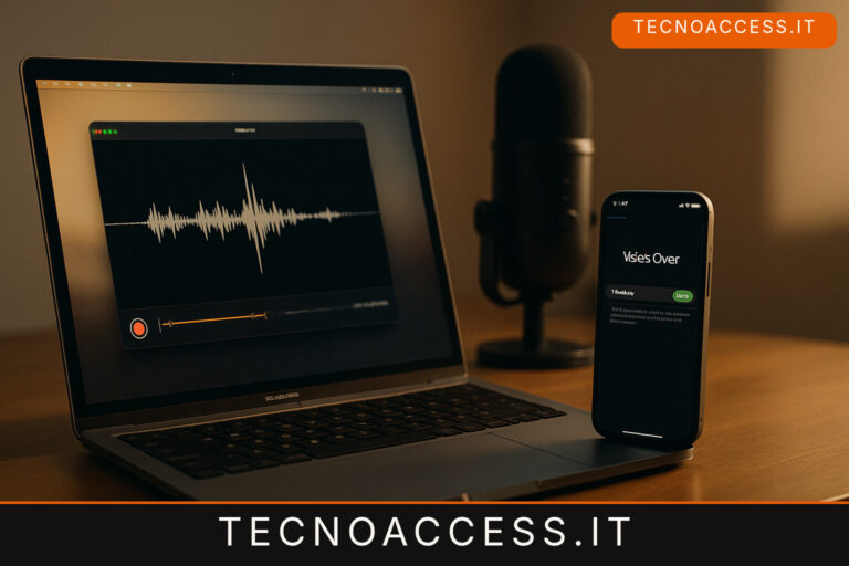 Illustrazione editoriale a tema: Perspective Transcribe: cattura audio per chi usa VoiceOver