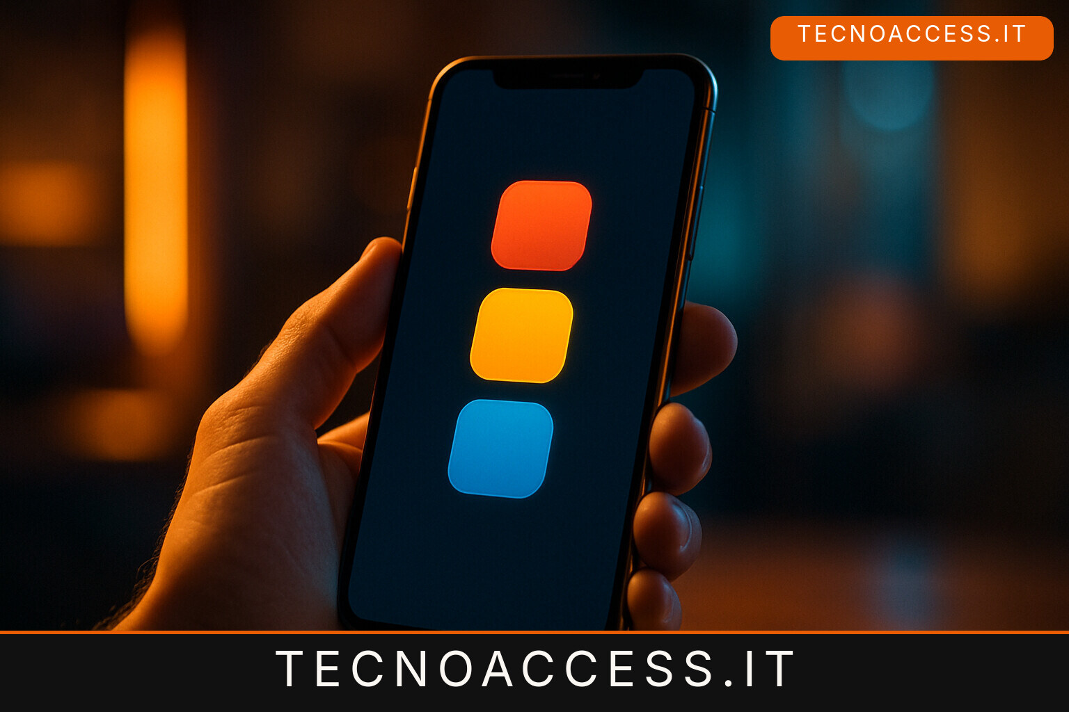 Illustrazione di uno smartphone con elementi di gioco colorati, per l’anteprima di Tecnoaccess Games 1.7.