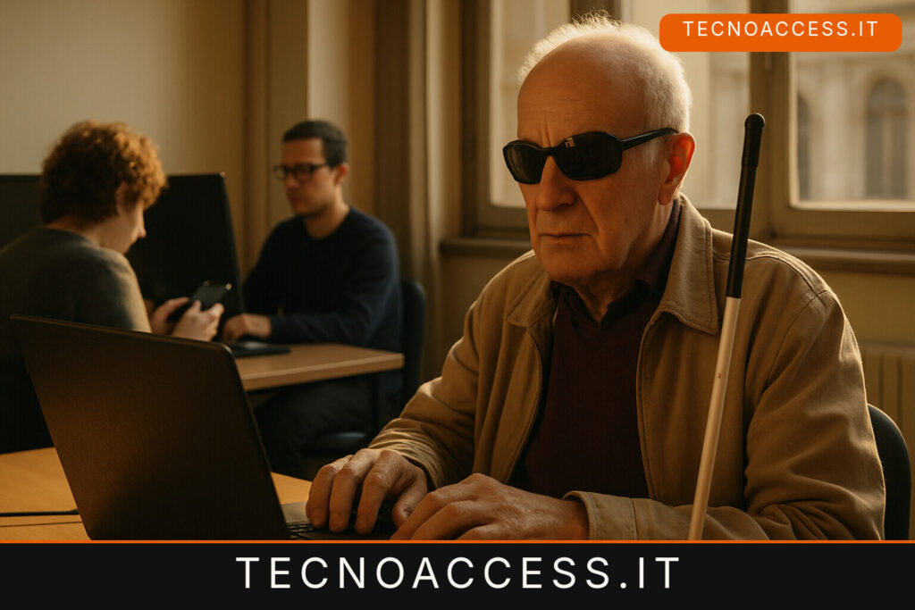 Illustrazione editoriale a tema: Milano, tre corsi di informatica per ciechi e ipovedenti