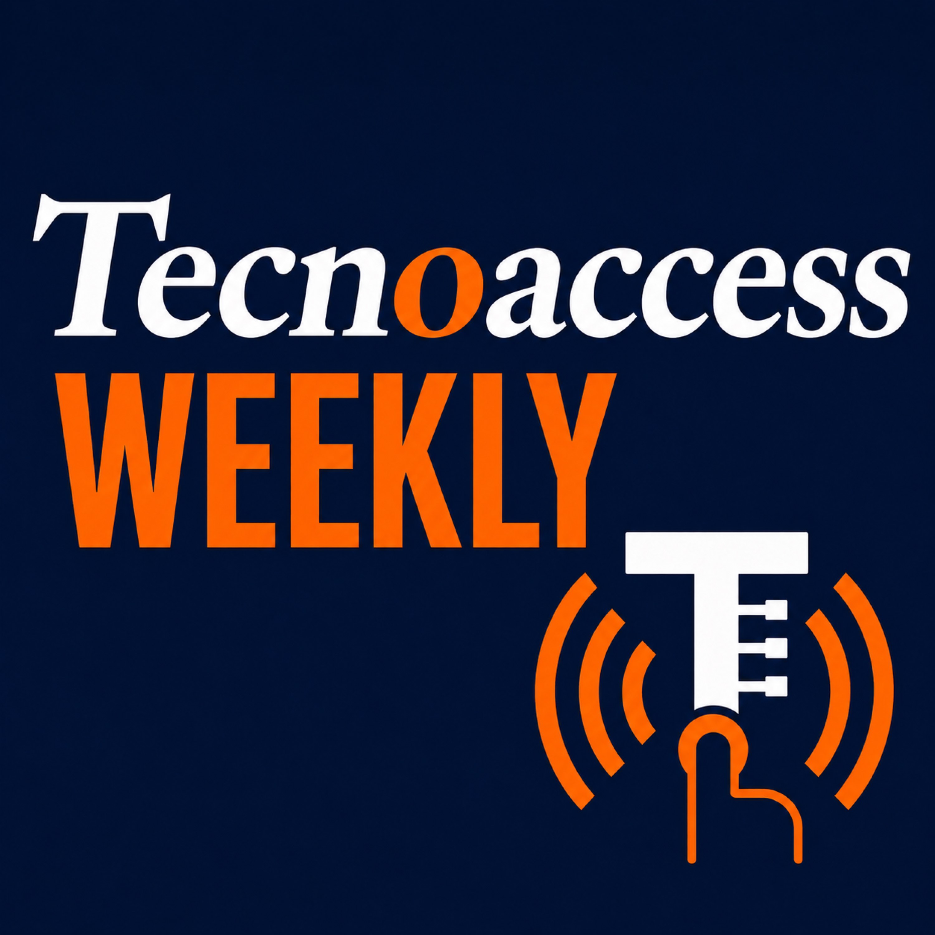 Copertina Tecnoaccess Weekly: il titolo del podcast su sfondo grafico minimale